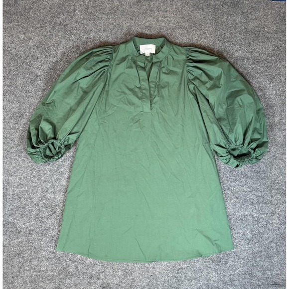 Pomander Place Tuckernuck Dress Womens XXS Green Puff Sleeve Popover Mini
